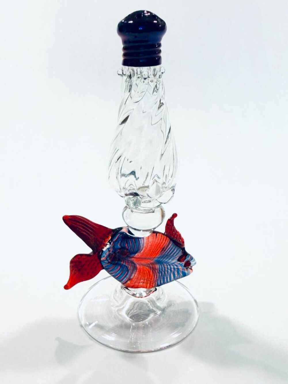 Gazelle Hand Blown Art Glass Colorful Fish Signed Bottle Condiment Shaker